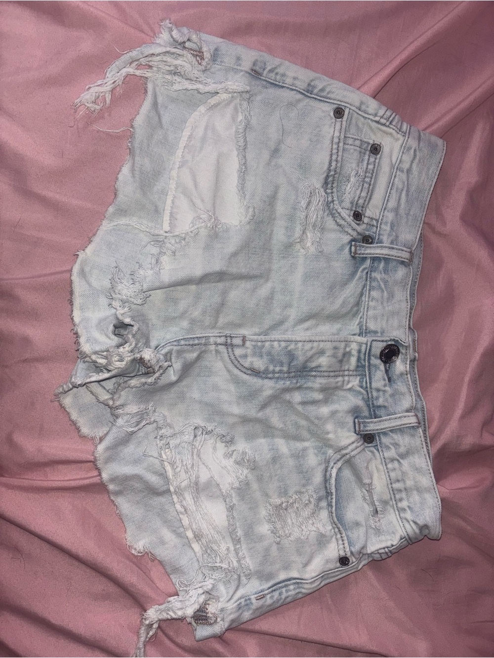 American Eagle Outfitters Light Blue Distressed Denim Shorts